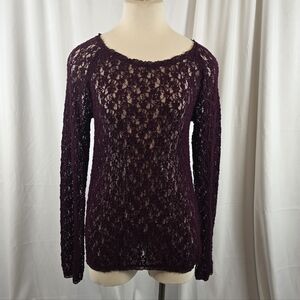 Joe Fresh Burgundy Lace Women's Large Blouse